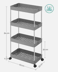 Schrank auf Rädern 4 Einlegeböden grau - KSC010G01 small 4
