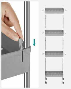 Schrank auf Rädern 4 Einlegeböden grau - KSC010G01 small 5