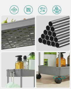 Schrank auf Rädern 3 Fachböden grau - KSC009G01 small 4
