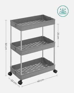 Schrank auf Rädern 3 Fachböden grau - KSC009G01 small 5