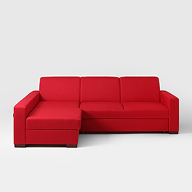 Ecksofa LOZIER. L - blutrot(et60), Walnuss small 6
