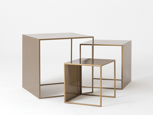 Prüfen Couchtisch 2er Set WALL TRIO METAL 35x45x55 - gold