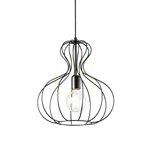 Prüfen Pendelleuchte Ideallux Ampolla 148502 schwarz Metall Ø35 cm E27