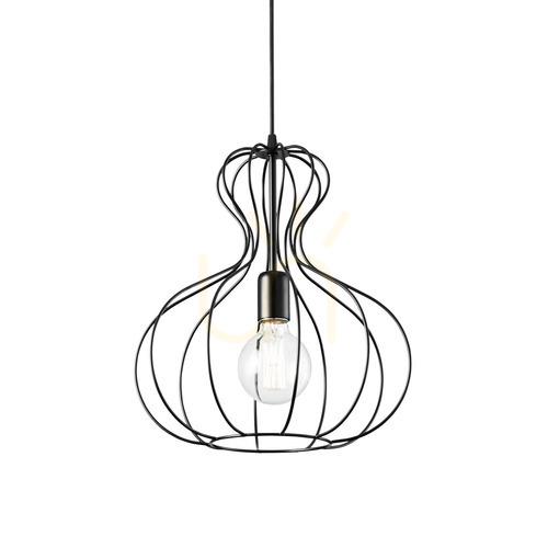 Prüfen Pendelleuchte Ideallux Ampolla 148502 schwarz Metall Ø35 cm E27