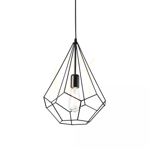 Prüfen Pendelleuchte Ideallux Ampolla SP1 schwarz Metall E27 Ø30 cm 148175