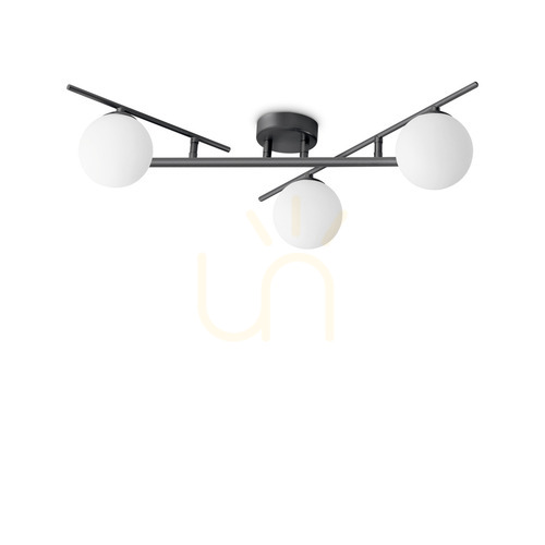 Prüfen Plafond Ideallux Atlas PL3 Nero schwarz 3-flammig G9 311357