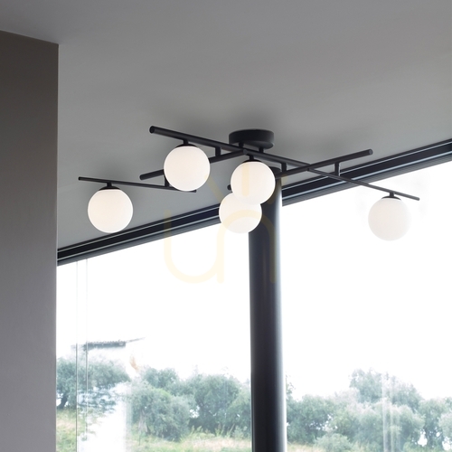 Prüfen Plafond Ideallux Atlas PL5 Bianco weiß 5-flammig G9 328225