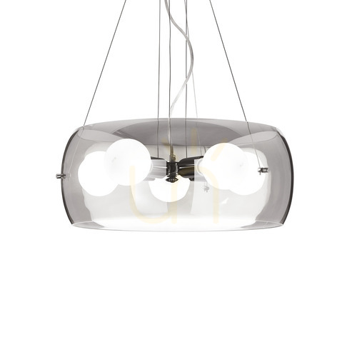 Prüfen Pendelleuchte Ideallux Audi-10 SP5 Fumé 5-flammig Glas Chrom E27 103983