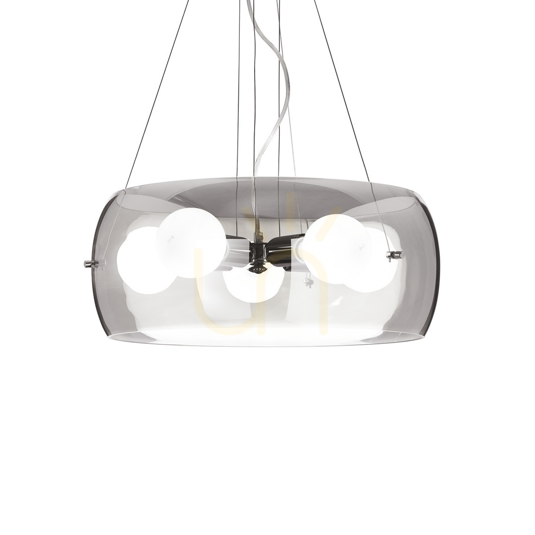 Prüfen Pendelleuchte Ideallux Audi-10 SP5 Fumé 5-flammig Glas Chrom E27 103983 Pendelleuchte Ideallux Audi-10 SP5 Fumé 5-flammig Glas Chrom E27 103983