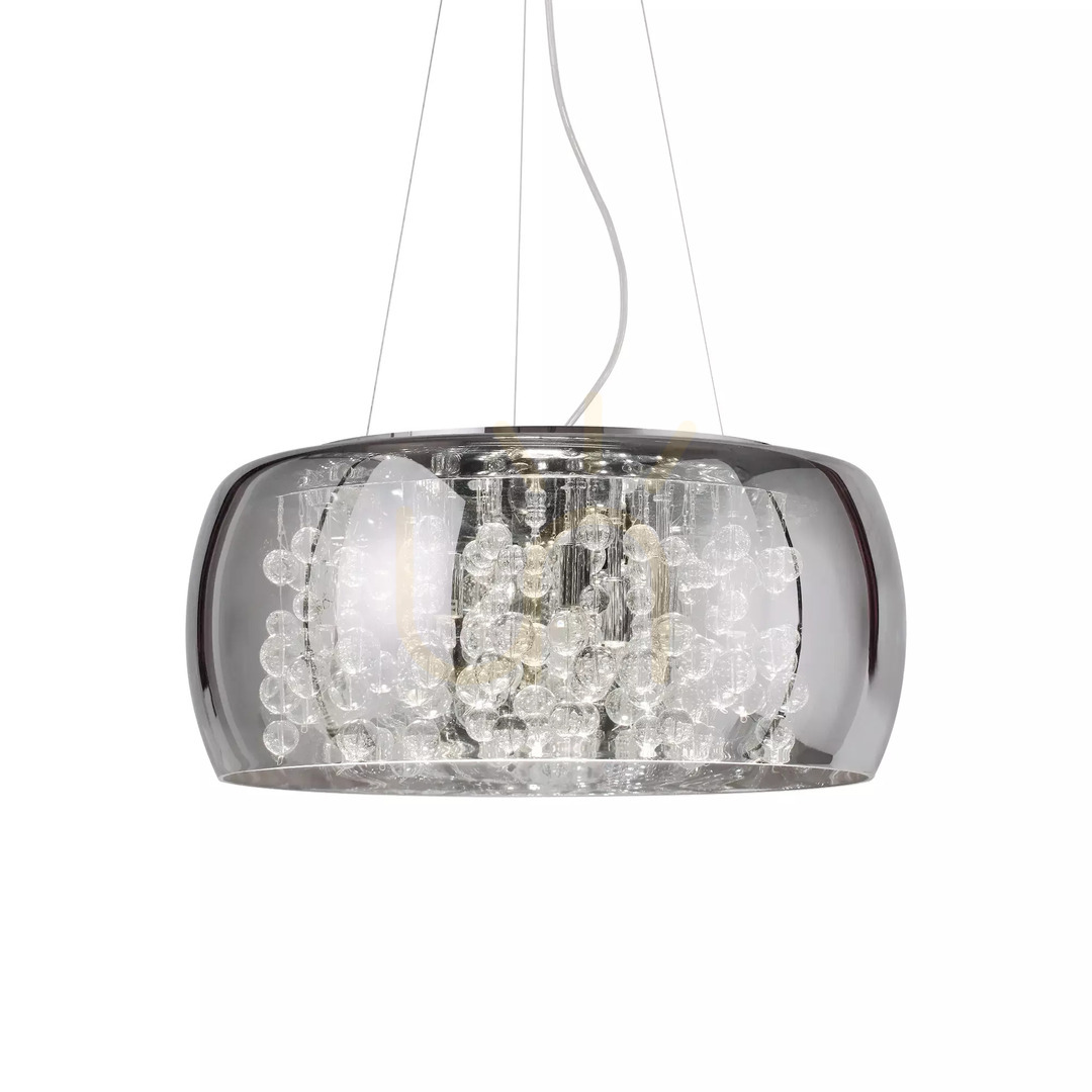 Aussicht Pendelleuchte Ideallux AUDI-80 SP8 Fumé Chrom Glas 8-flammig G9 Ø50 cm 197654 Pendelleuchte Ideallux AUDI-80 SP8 Fumé Chrom Glas 8-flammig G9 Ø50 cm 197654