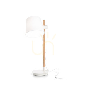 Tischleuchte Ideallux AXEL TL1 BIANCO weiß Holz Stoff E27 282091 small 0