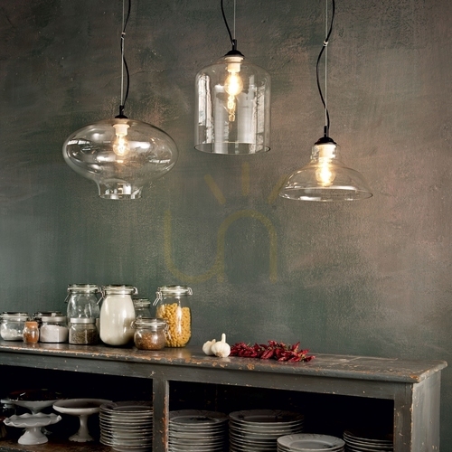 Prüfen Pendelleuchte Ideallux Bistro SP1 Rund transparent Glas 40 cm E27 120898