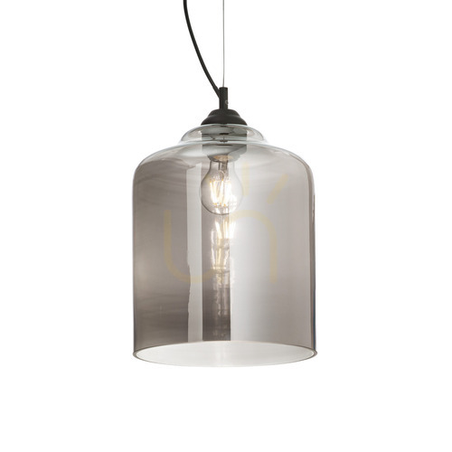 Prüfen Pendelleuchte Ideallux Bistro SP1 Square Fumé Glas Metall E27 24 cm 112312