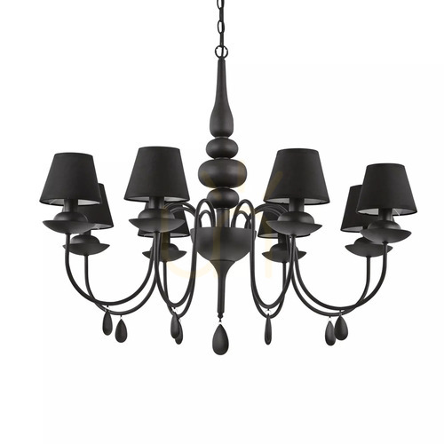 Prüfen Pendelleuchte Ideallux Blanche SP8 Nero schwarz 8-flammig E14 111896