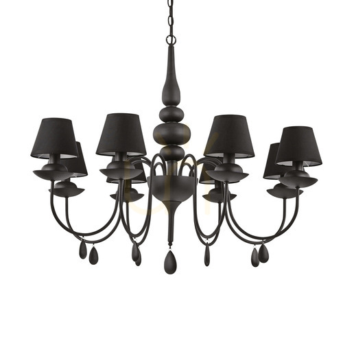 Prüfen Pendelleuchte Ideallux Blanche SP8 Nero schwarz 8-flammig E14 111896
