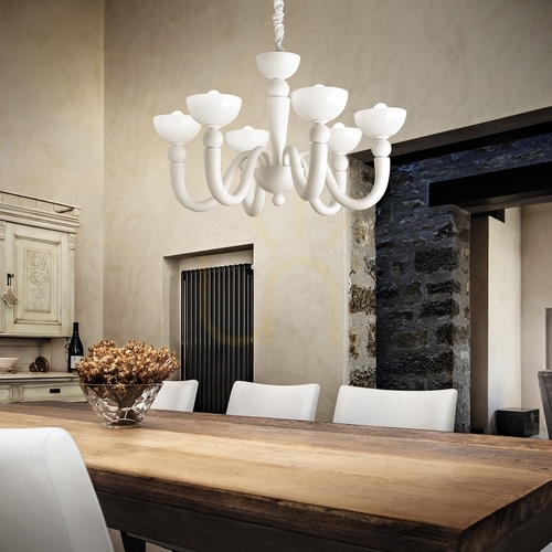 Prüfen Pendelleuchte Ideallux Bon Bon SP6 Bianco weiß 6-flammig E14 80 cm 093994