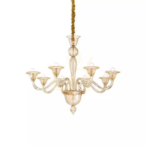 Prüfen Pendelleuchte Ideallux Brigitta SP8 Ambra Gold Glas 8-flammig 89 cm 199412