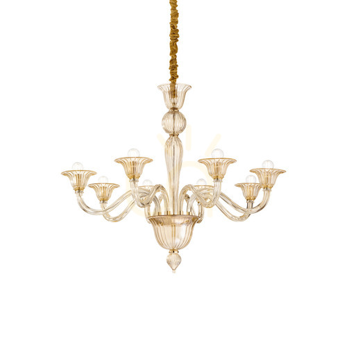 Prüfen Pendelleuchte Ideallux Brigitta SP8 Ambra Gold Glas 8-flammig 89 cm 199412