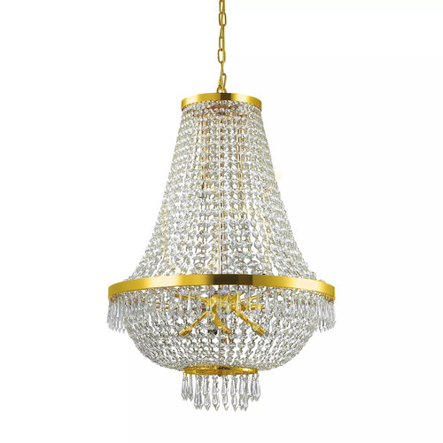 Prüfen Pendelleuchte Ideallux Caesar SP12 Gold Kristall G9 12-flammig 114743