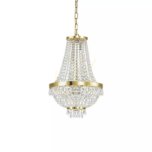 Prüfen Pendelleuchte Ideallux Caesar SP6 Oro Gold Kristall Glas G9 6-flammig 114729