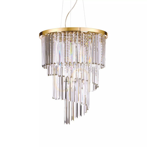 Prüfen Pendelleuchte Ideallux Carlton SP12 Oro Gold Kristall 12-flammig E14 213521