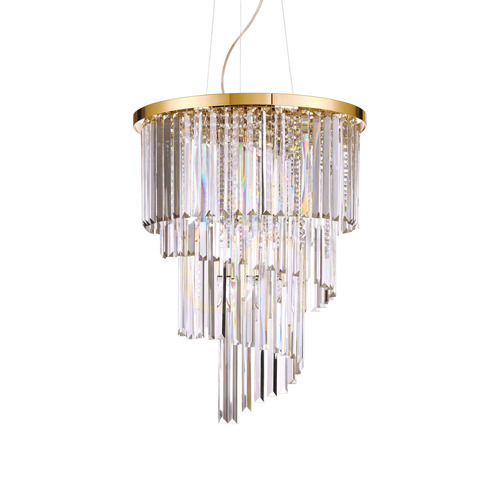 Prüfen Pendelleuchte Ideallux Carlton SP12 Oro Gold Kristall 12-flammig E14 213521