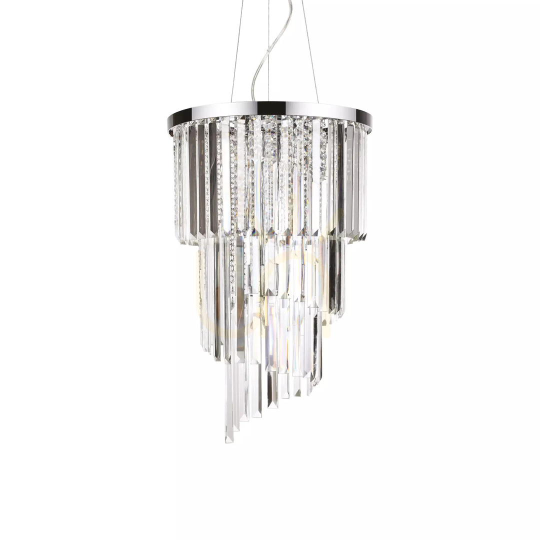 Aussicht Pendelleuchte Ideallux Carlton SP8 Chrom Kristall 40 cm 117737 Pendelleuchte Ideallux Carlton SP8 Chrom Kristall 40 cm 117737