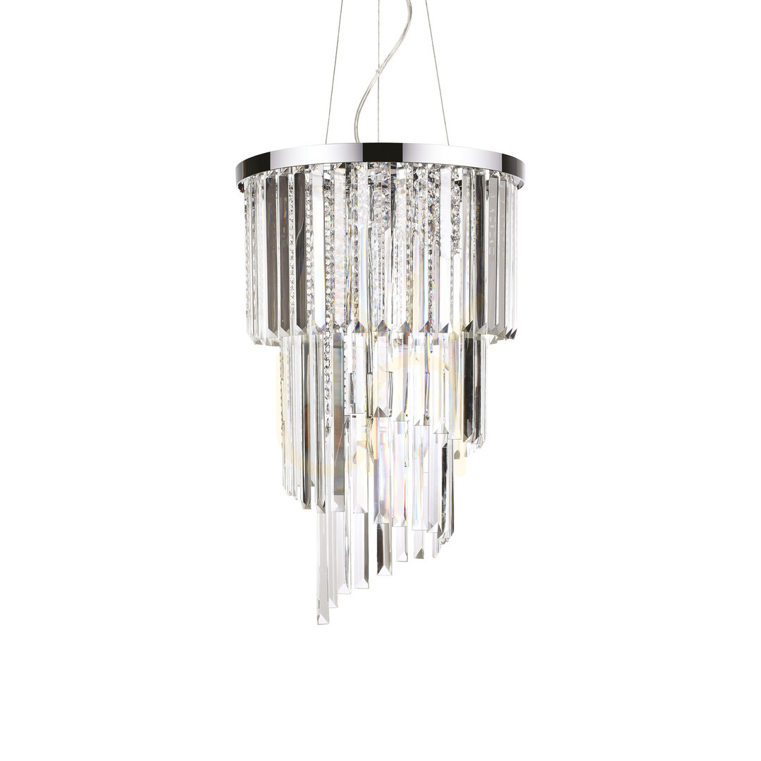 Prüfen Pendelleuchte Ideallux Carlton SP8 Chrom Kristall 40 cm 117737 Pendelleuchte Ideallux Carlton SP8 Chrom Kristall 40 cm 117737