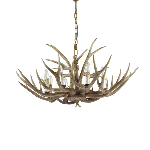 Prüfen Pendelleuchte Ideallux Chalet SP8 Beige 115504 8-flammig E14 91 cm