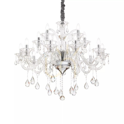 Prüfen Pendelleuchte Ideallux Colossal 114170 15-flammig Chrom Kristall Glas Ø95 cm