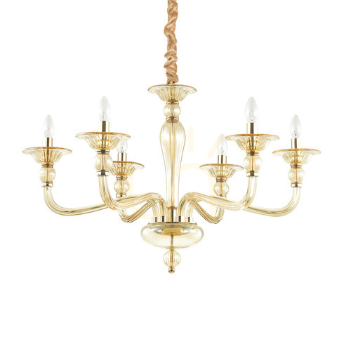 Prüfen Pendelleuchte Ideallux Danieli SP6 Ambra Bernstein Glas 6-flammig E14 159942
