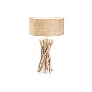 Tischleuchte Ideallux Driftwood TL1 Holz Stoff E27 40 cm 129570 small 0