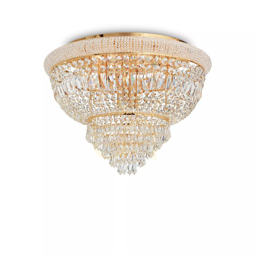 Prüfen Plafond Ideallux Dubai PL24 Messing Gold Kristall 78 cm 243498