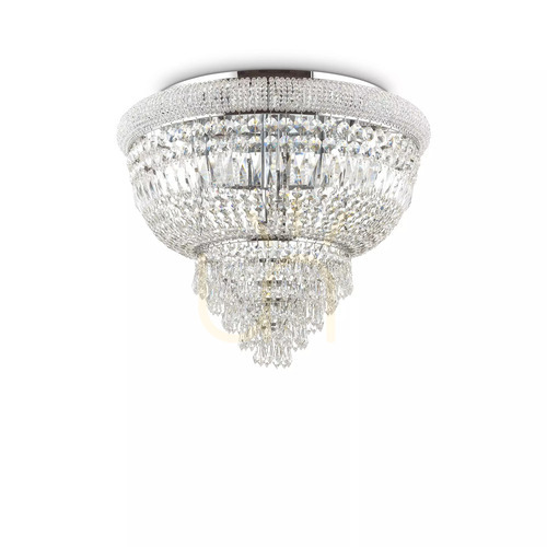 Prüfen Plafond Ideallux Dubai PL6 Cromo chrom Kristall Glas 6xE14 207186