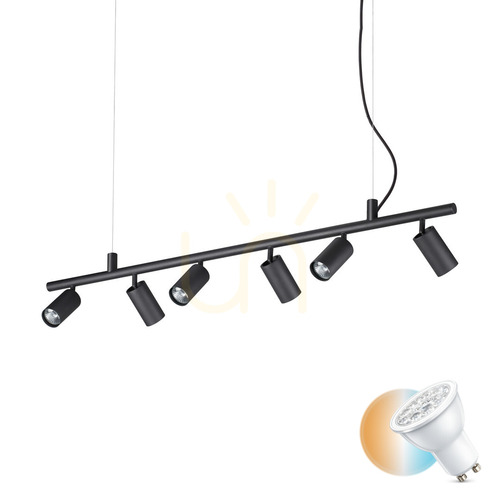 Prüfen Pendelleuchte Ideallux Dynamite SP6 Nero schwarz 6-flammig GU10 231396