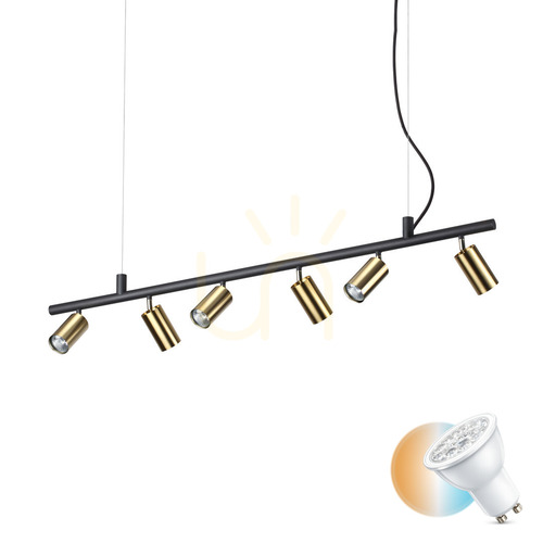 Prüfen Pendelleuchte Ideallux Dynamite SP6 schwarz Metall 6-flammig GU10 244648