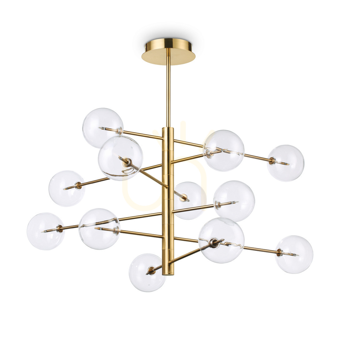 Prüfen Pendelleuchte Ideallux Equinoxe SP12 Ottone Messing 12-flammig 200125 Pendelleuchte Ideallux Equinoxe SP12 Ottone Messing 12-flammig 200125