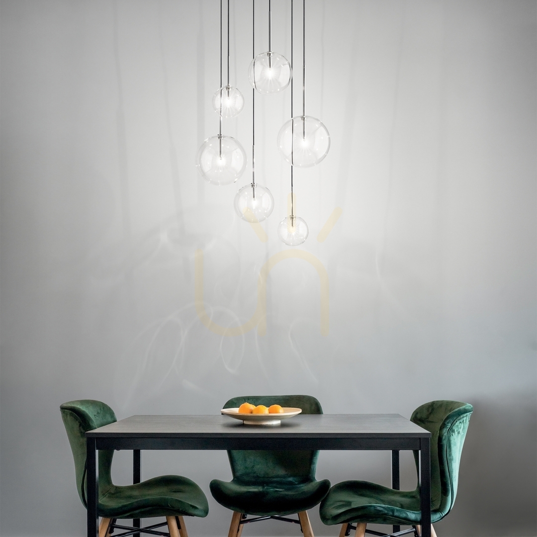 Aussicht Pendelleuchte Ideallux Equinoxe SP6 Messing Glas 65 cm 317243 Pendelleuchte Ideallux Equinoxe SP6 Messing Glas 65 cm 317243