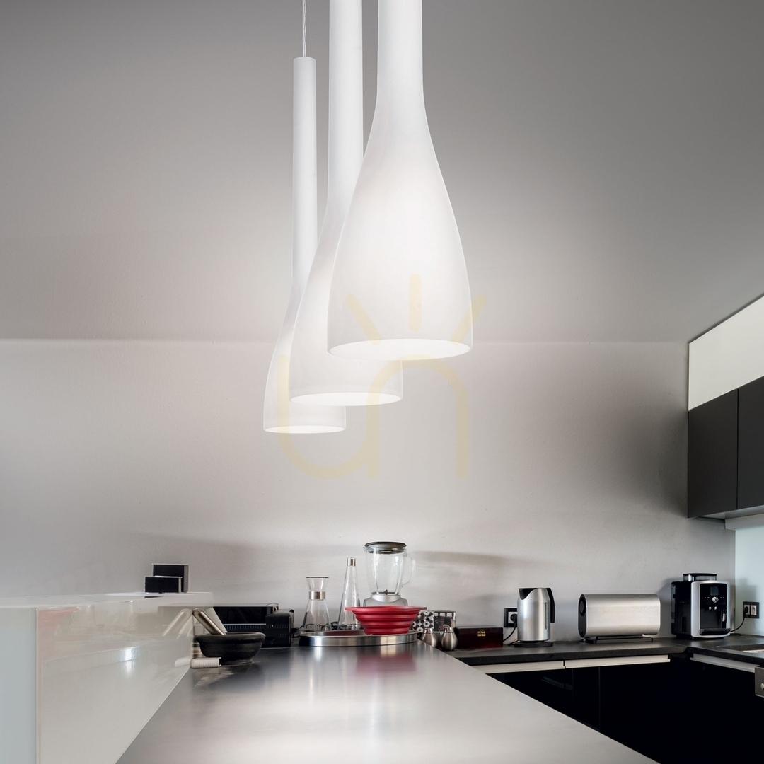 Aussicht Pendelleuchte Ideallux FLUT SP1 BIG BIANCO weiß Glas E27 035666 Pendelleuchte Ideallux FLUT SP1 BIG BIANCO weiß Glas E27 035666