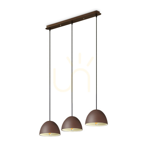 Prüfen Pendelleuchte Ideallux Folk SP3 Coffee rost Metall E27 3-flammig 174235