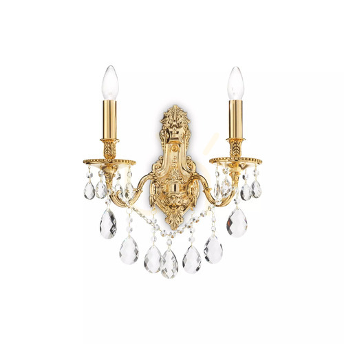 Prüfen Wandleuchte Ideallux Gioconda AP2 Oro Gold Kristall E14 2-flammig 060491
