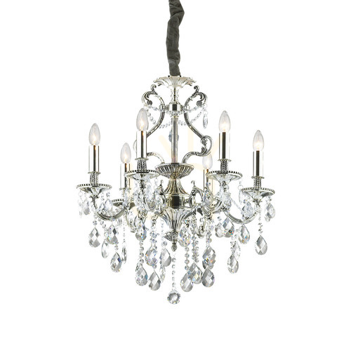 Prüfen Pendelleuchte Ideallux Gioconda SP6 Argento Silber Kristall 044927