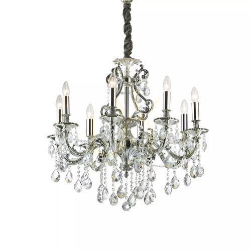 Prüfen Pendelleuchte Ideallux Gioconda SP8 Argento silber 8-flammig Kristall 044934