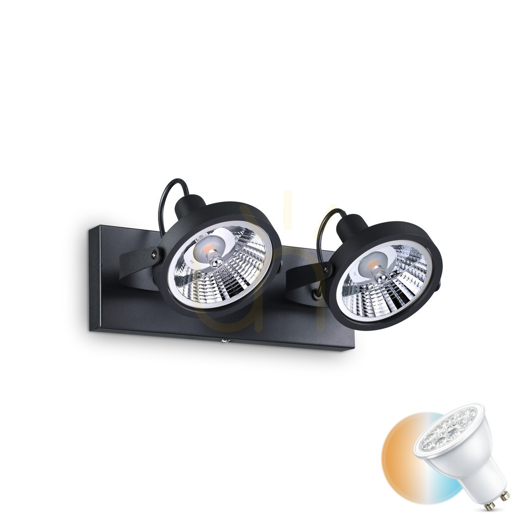 Prüfen Plafond Ideallux GLIM PL2 Nero schwarz GU10 2-flammig 200248 Plafond Ideallux GLIM PL2 Nero schwarz GU10 2-flammig 200248