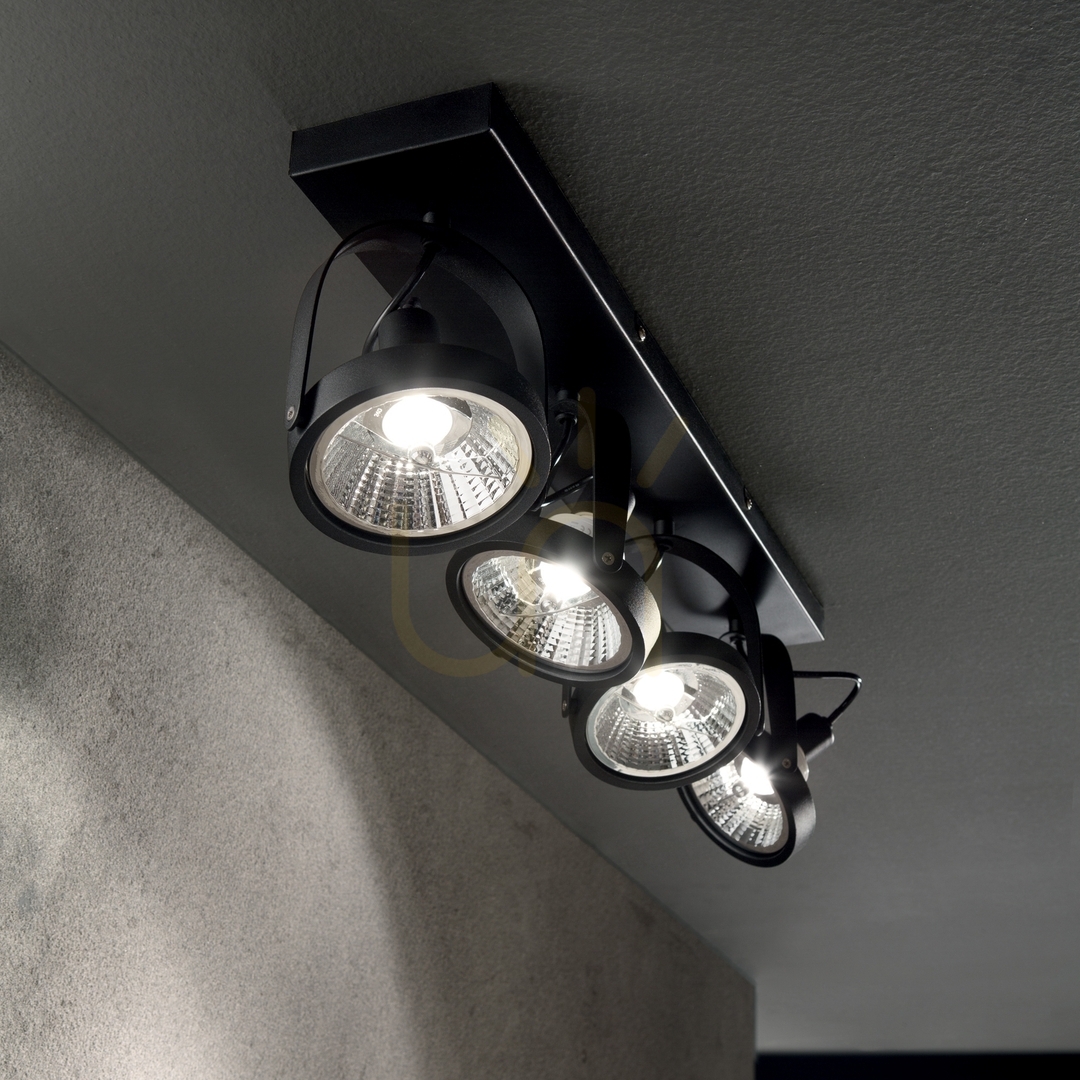 Vorschau Plafond Ideallux GLIM PL4 Nero schwarz 4xGU10 200255 Plafond Ideallux GLIM PL4 Nero schwarz 4xGU10 200255