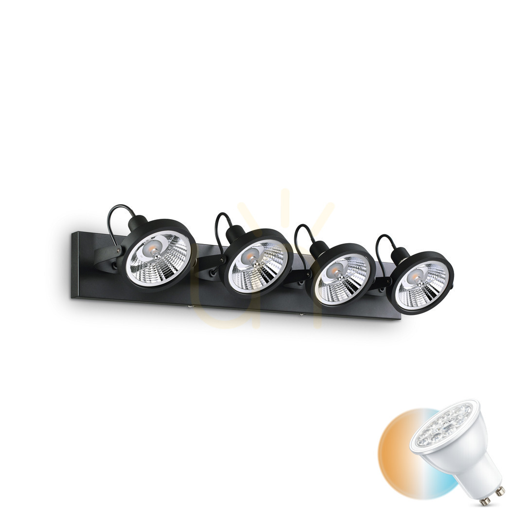 Prüfen Plafond Ideallux GLIM PL4 Nero schwarz 4xGU10 200255 Plafond Ideallux GLIM PL4 Nero schwarz 4xGU10 200255