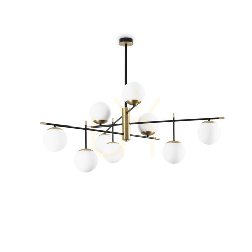 Prüfen Plafond Ideallux Gourmet PL9 Messing 9xE14 289489