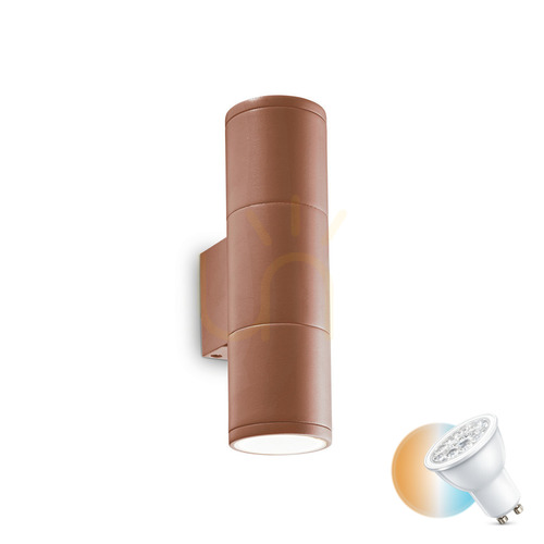 Prüfen Außenwandleuchte Ideallux GUN AP2 Small Coffee braun GU10 2-flammig 163635