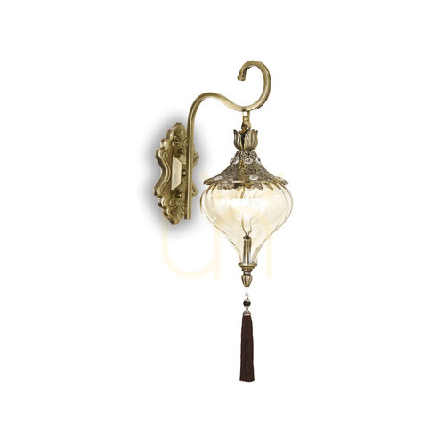 Prüfen Wandleuchte Ideallux Harem AP1 champagner Messing Glas E27 115962
