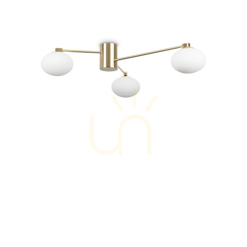 Prüfen Plafond Ideallux Hermes PL3 D90 Messing G9 3-flammig 288260